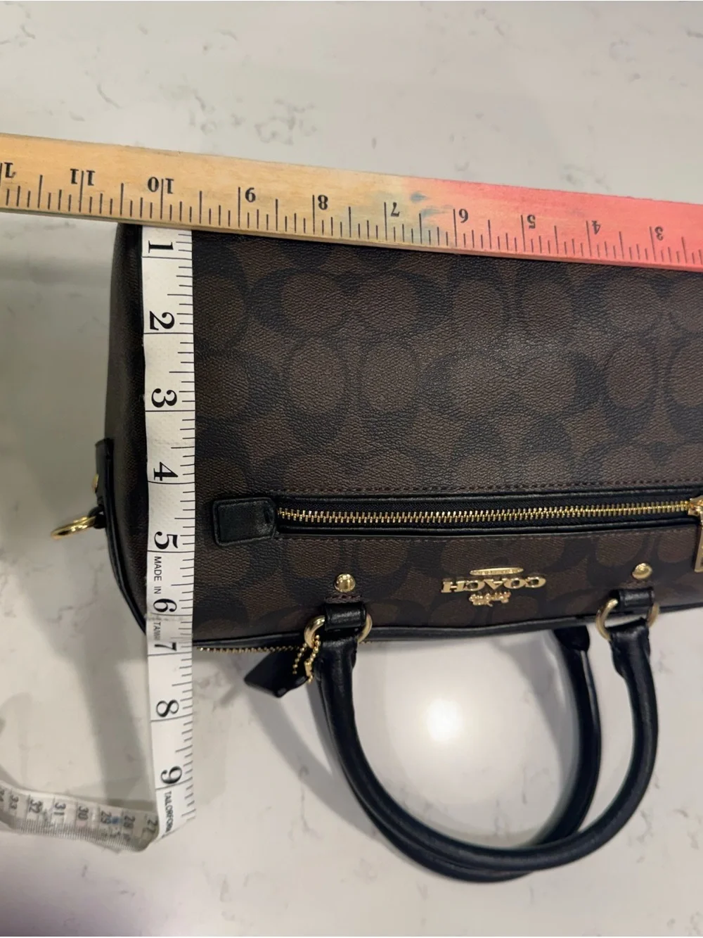 Coach Brown Signature Mini Satchel with Gold Hardware